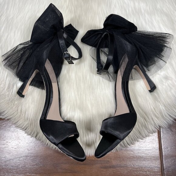 ANTONIO MELANI Shoes - Antonio Melani Born On Fifth Size 8.5 M Black Satin Elle Tulle Bow Back Heels